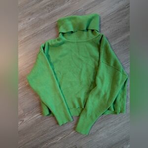 Elegant Green Cowl Neck Sweater